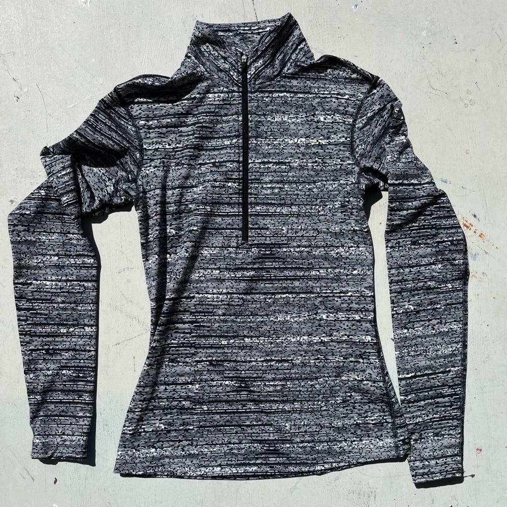 Women's‎ Nike Pullover Shirt Black Gray Solid S Dri-Fit Gym Activewear Stretch